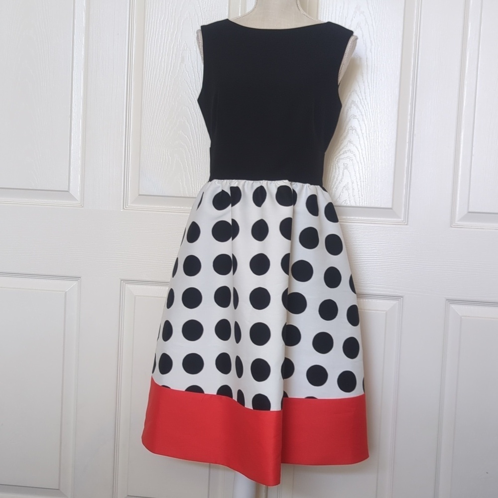 Kate Spade Grid Dot Color block Midi Dress - Picture 3 of 9